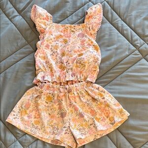 Kids Headquarters Floral Ruffle Sleeve Set - Pink and Floral design